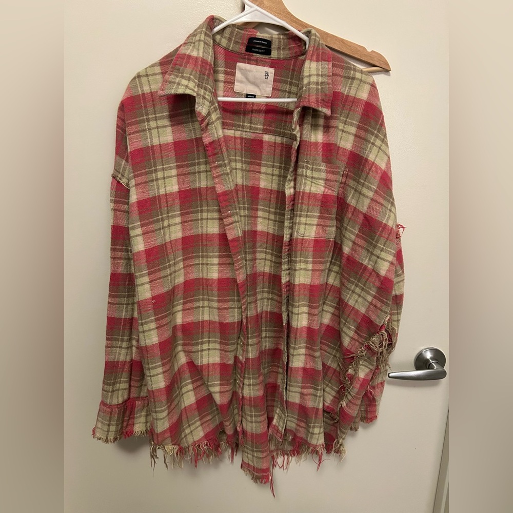 R13 Oversized Plaid Jacket in Red and Tan